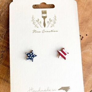 Star-Shaped Earrings - Red and Blue